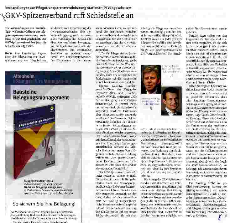 Vorschauseite 1: GKV-Spitzenverband ruft Schiedstelle an