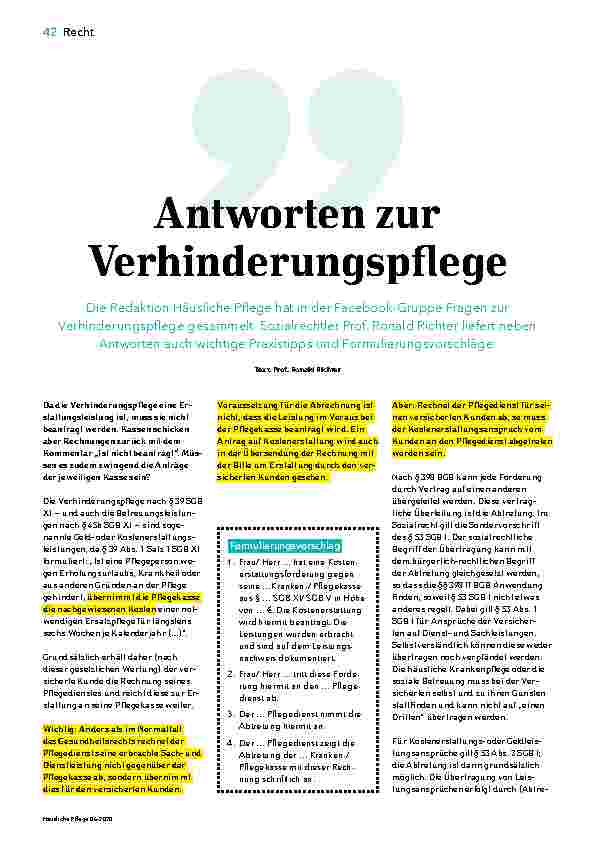 Vorschauseite 1: Antworten zur Verhinderungspflege