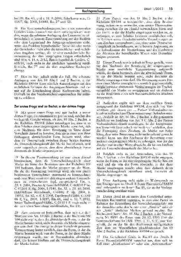 Vorschauseite 3: Voraussetzungen rechtserhaltender Benutzung weiterentwickelter Markenformen („Proti, „Protiplus und „Proti Power) Richtlinie 89/104/EWG Art. 10 II lit.a; AEUV Art. 267