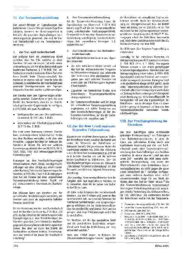 Vorschauseite 2: Behindertentestament und Vergütungsanspruch des Betreuers - Besprechung des Urt. des BGH v. 27.03.2013 - XII ZB 679/11 - (BtPrax 2013, 106)