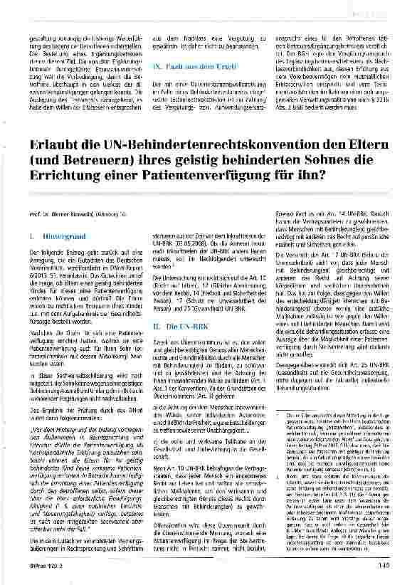 Vorschauseite 3: Behindertentestament und Vergütungsanspruch des Betreuers - Besprechung des Urt. des BGH v. 27.03.2013 - XII ZB 679/11 - (BtPrax 2013, 106)