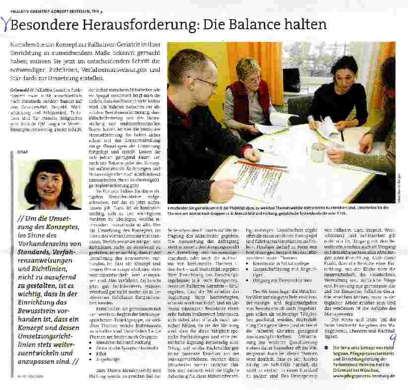 Vorschauseite 1: PALLIATIV GERIATRIE-KONZEPT ERSTELLEN, TEIL 3 Besondere Herausforderung: Die Balance halten