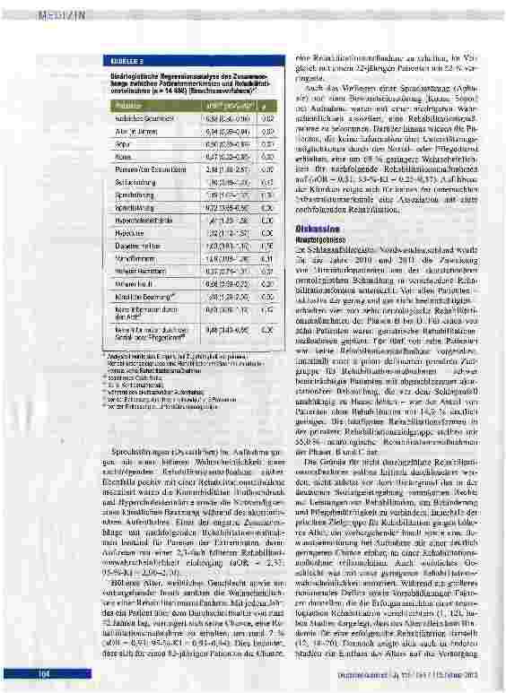 Vorschauseite 4: Wer erhält eine Rehabilitation nach ischämischem Schlaganfall?