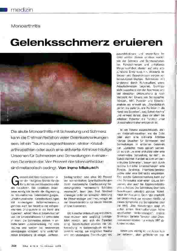 Vorschauseite 1: Gelenksschmerz eruieren