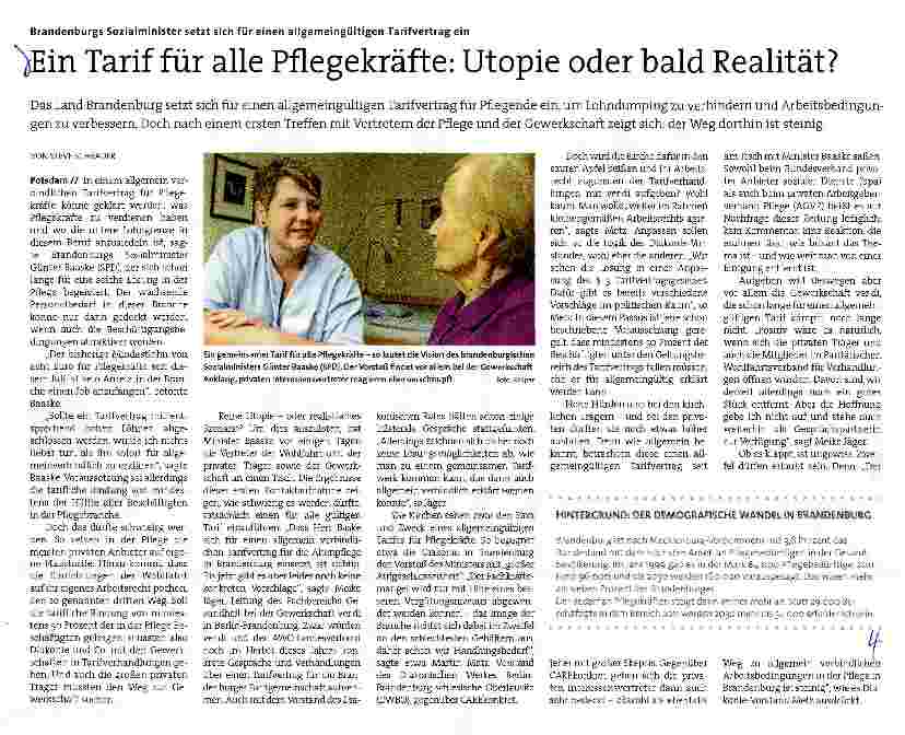 Vorschauseite 1: Ein Tarif für alle Pflegekräfte: Utopie oder bald Realität?