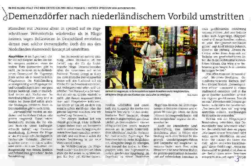 Vorschauseite 1: Demenzdörfer nach niederländischem Vorbild umstritten