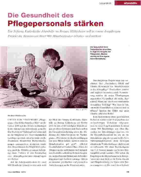 Vorschauseite 1: Die Gesundheit des Pflegepersonals stärken