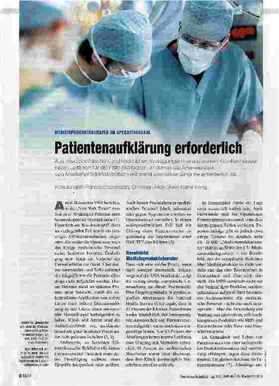 Vorschauseite 1: Patientenaufklärung erforderlich