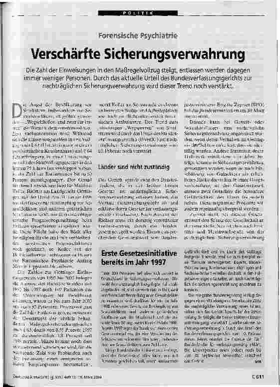 Vorschauseite 1: Verschärfte Sicherungsverwahrung