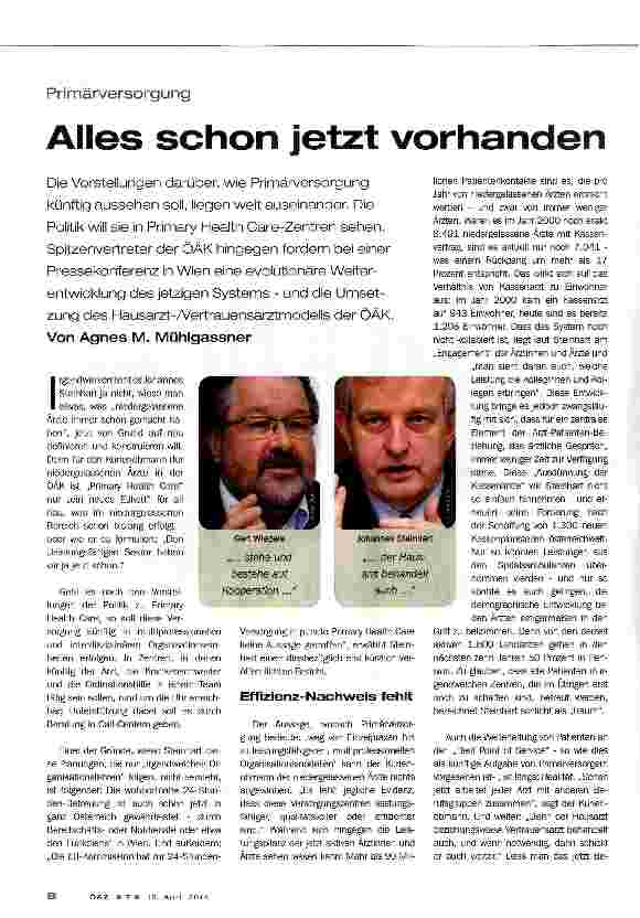 Vorschauseite 1: Primärversorgung - Alles schon jetzt vorhanden