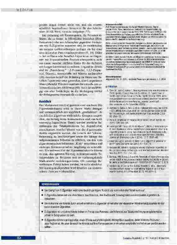 Vorschauseite 6: Die E-Zigarette -präventivmedizinische, pneumologische und suchtmedizinische Aspekte