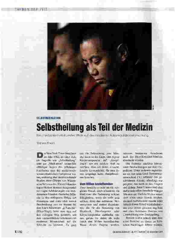 Vorschauseite 1: Selbstheilung als Teil der Medizin Ein medizinisch-kuitureller Bück auf die moderne Autoregulationsforschung