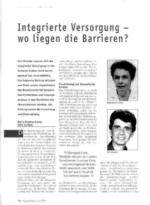 Vorschauseite 1: Integrierte Versorgung -wo liegen die Barrieren?