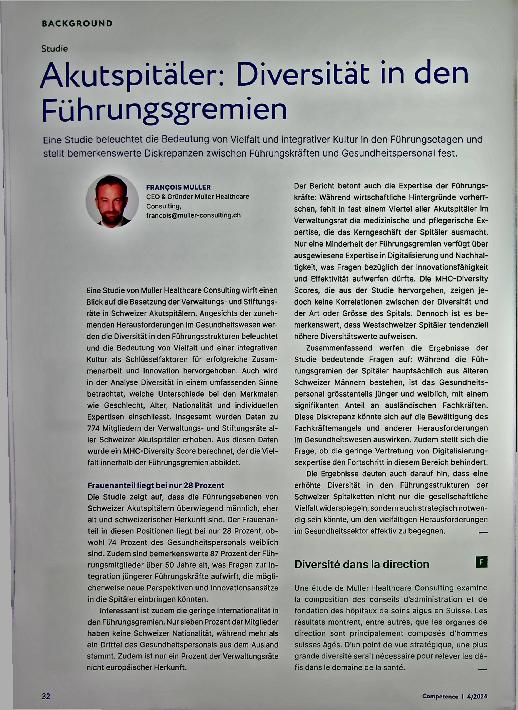 Vorschauseite 1: Akutspitäler: Diversität in den Führungsgremien