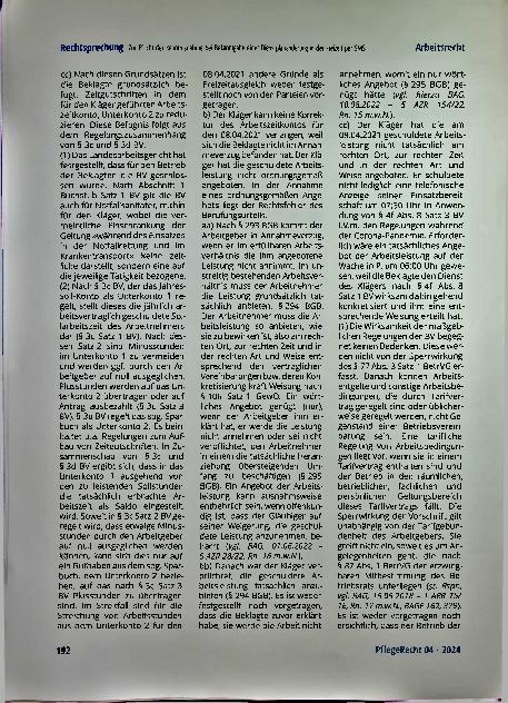 Vorschauseite 5: Zur Pflicht der Kenntnisnahme bei Bekanntgabe einer Dienstplanänderung in der Freizeit per SMS