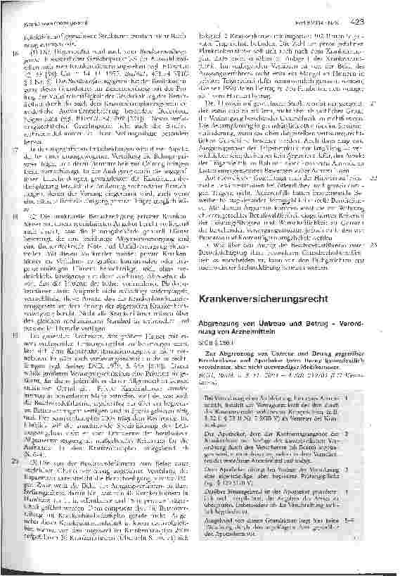 Vorschauseite 1: KrankenversicherungsrechtAbgrenzung von Untreue und Betrug - Verordnung von Arzneimitteln