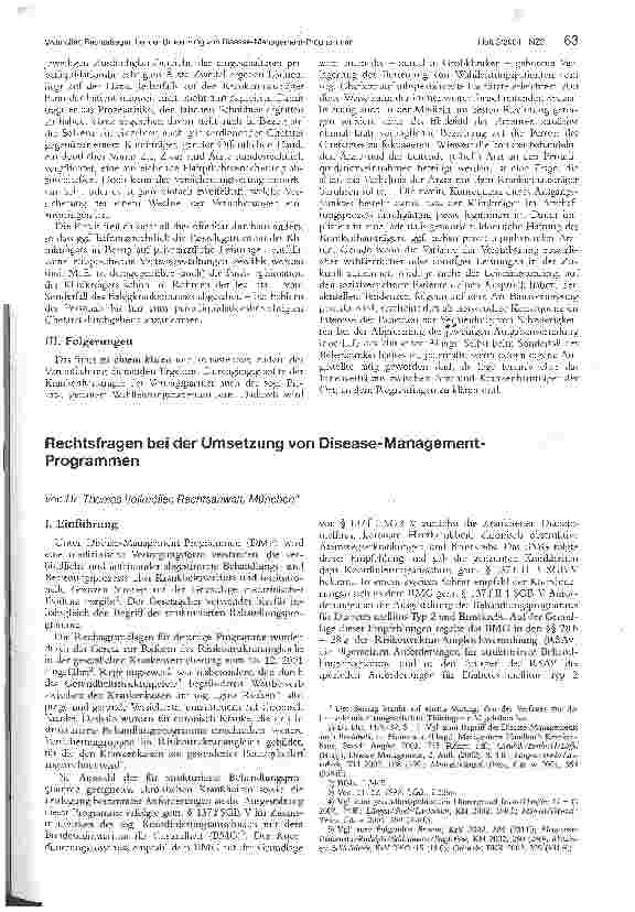 Vorschauseite 1: Rechtsfragen bei der Umsetzung von Disease-Management-Programmen