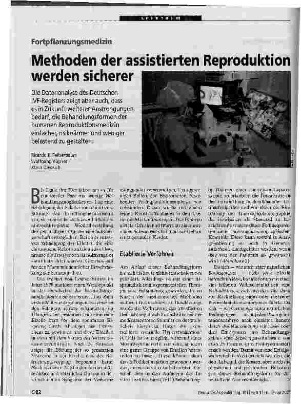 Vorschauseite 1: Methoden der assistierten Reproduktion werden sicherer