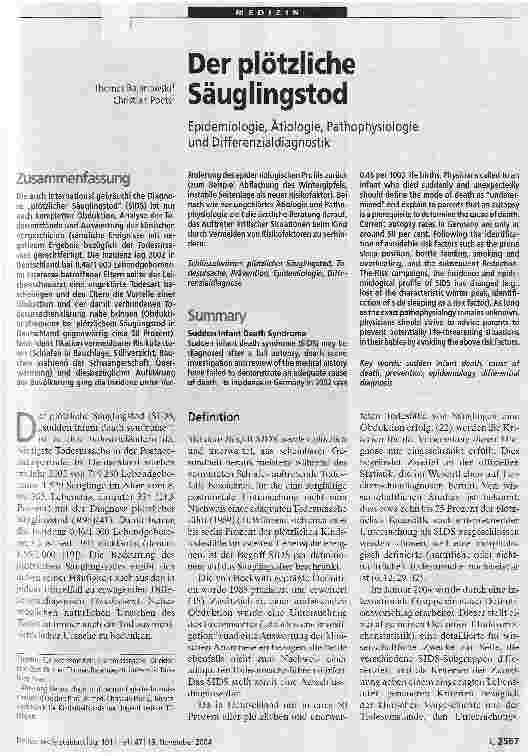 Vorschauseite 1: Der plötzliche Säuglingstod