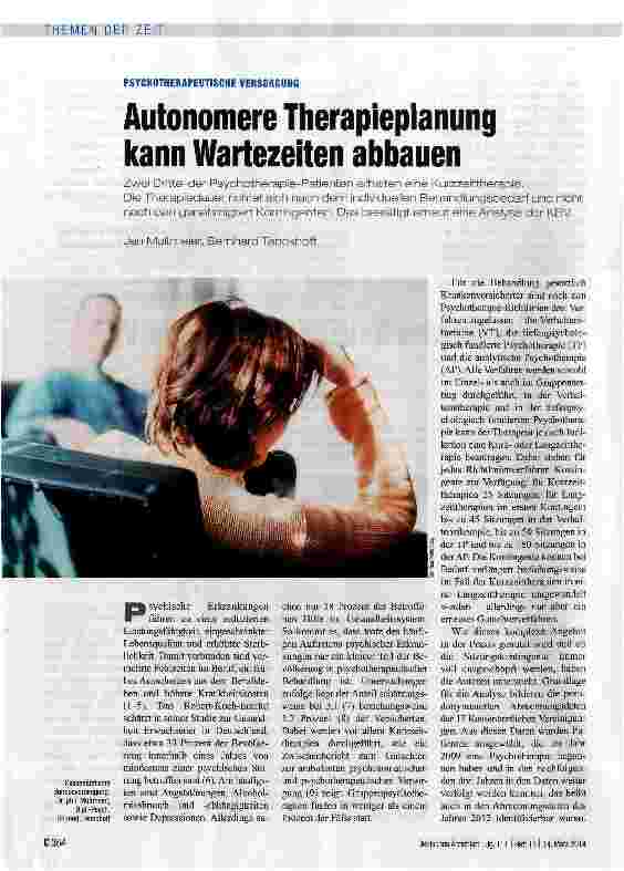 Vorschauseite 1: Autonomere Therapieplanung kann Wartezeiten abbauen