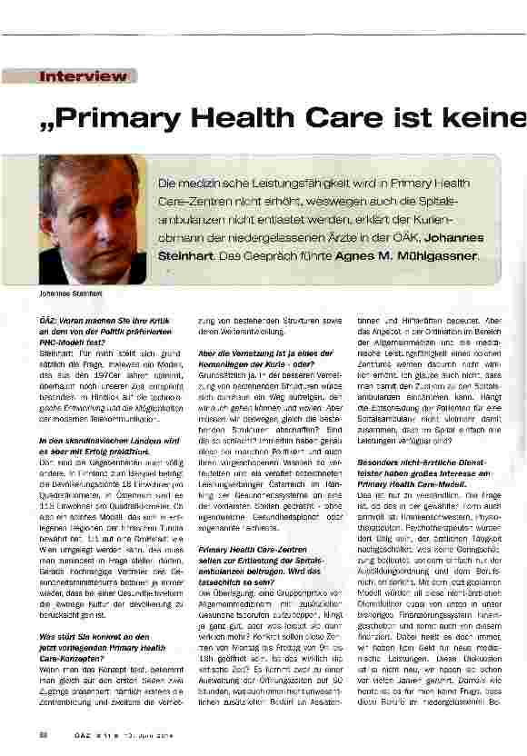 Vorschauseite 1: Primary Health Care ist keine Lösung