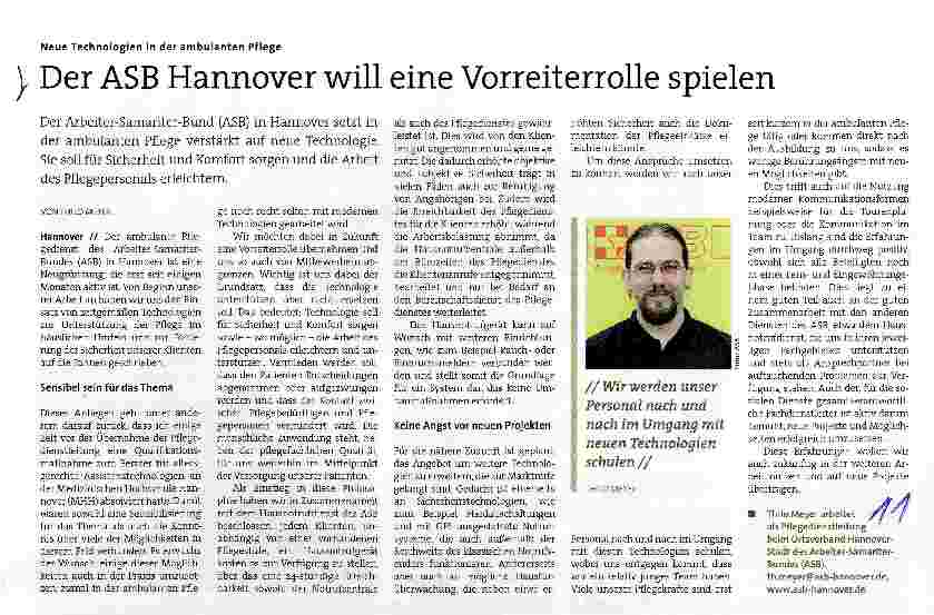 Vorschauseite 1: Der ASB Hannover will eine Vorreiterrolle spielen