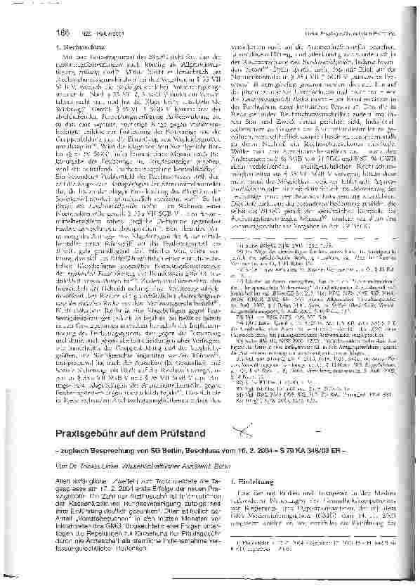 Vorschauseite 1: Praxisgebühr auf dem Prüfstand - zugleich Besprechung von SG Berlin, Beschluss vom 16. 2. 2004