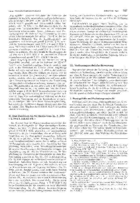 Vorschauseite 2: Praxisgebühr auf dem Prüfstand - zugleich Besprechung von SG Berlin, Beschluss vom 16. 2. 2004
