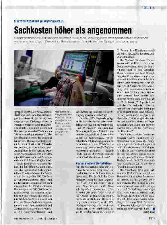Vorschauseite 1: Sachkosten höher als angenommen