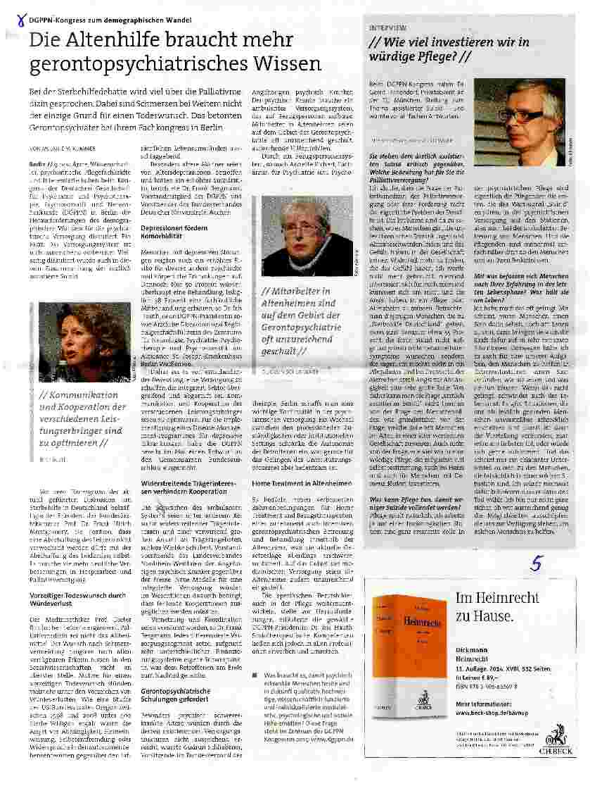 Vorschauseite 1: Die Altenhilfe braucht mehr gerontopsychiatrisches Wissen