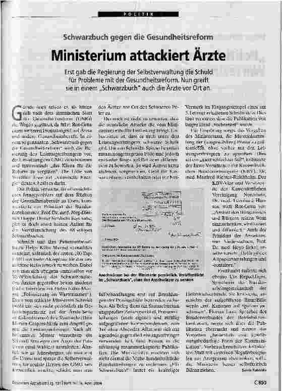 Vorschauseite 1: Ministerium attackiert Ärzte