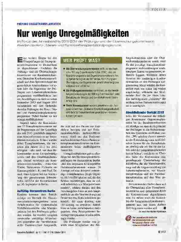 Vorschauseite 1: Nur wenige Unregelmäßigkeiten