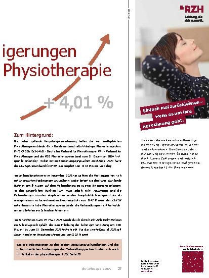 Vorschauseite 2: Schiedsspruch: Deutliche Vergütungssteigerungen von 4, 01 Prozent für die Physiotherapie