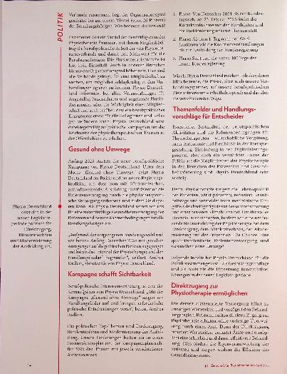 Vorschauseite 3: Ein Blick hinter die Kulissen Berufspolitisches Engagement in der Physiotherapie