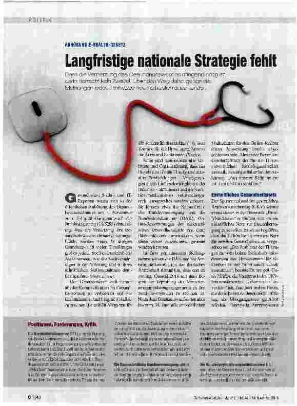 Vorschauseite 1: Langfristige nationale Strategie fehlt