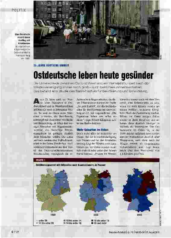 Vorschauseite 1: 25 JAHRE DEUTSCHE EINHEITOstdeutsche leben heute gesünder