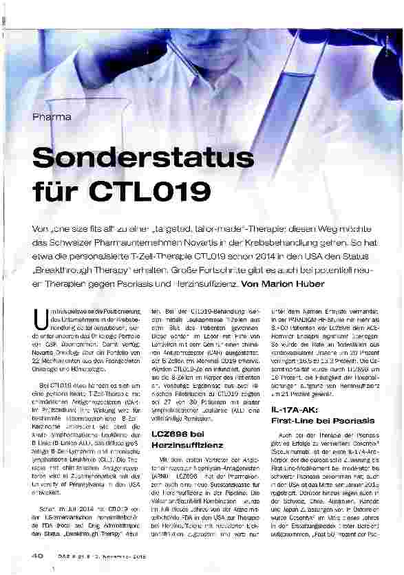 Vorschauseite 1: Sonderstatus für CTLO19