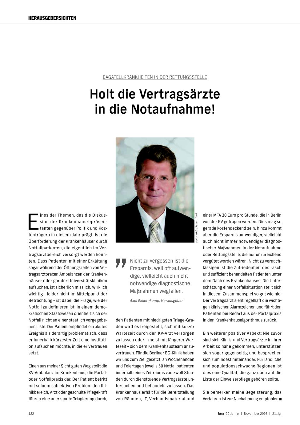 Vorschauseite 1: Bagatellkrankheiten in der Rettungsstelle: Holt die Vertragsärzte in die Notaufnahme!