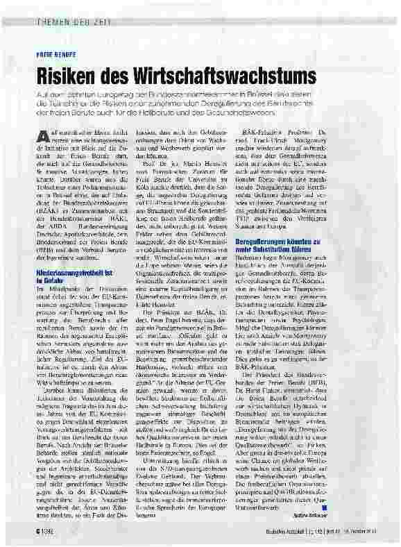 Vorschauseite 1: Risiken des Wirtschaftswachstums
