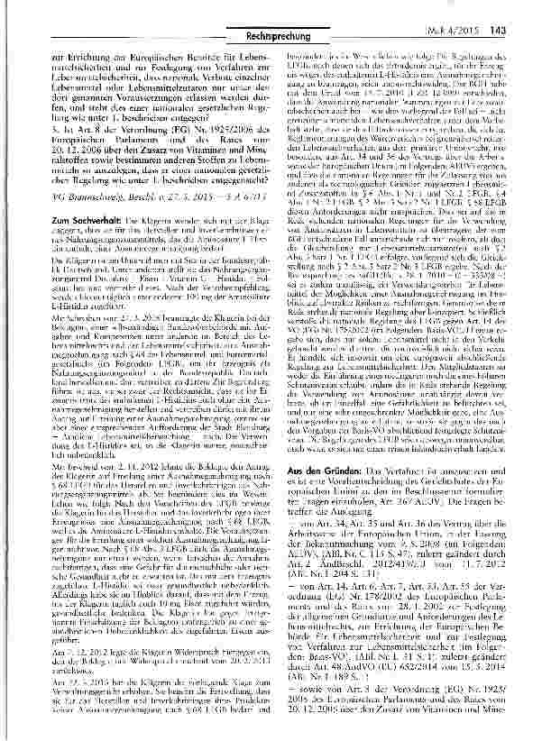 Vorschauseite 2: 7 Europarechtliche Vereinbarkeit der Regelungen des LFGB, zum Verbot des Hersteilens oder Behandeins bzw. des Inverkehrbringens eines Nahrungsergänzungs-mittels mit Aminosäuren (h…