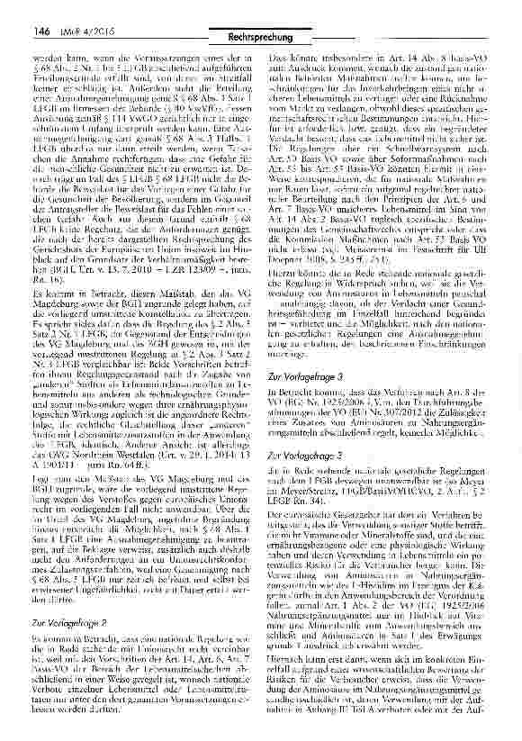 Vorschauseite 5: 7 Europarechtliche Vereinbarkeit der Regelungen des LFGB, zum Verbot des Hersteilens oder Behandeins bzw. des Inverkehrbringens eines Nahrungsergänzungs-mittels mit Aminosäuren (h…