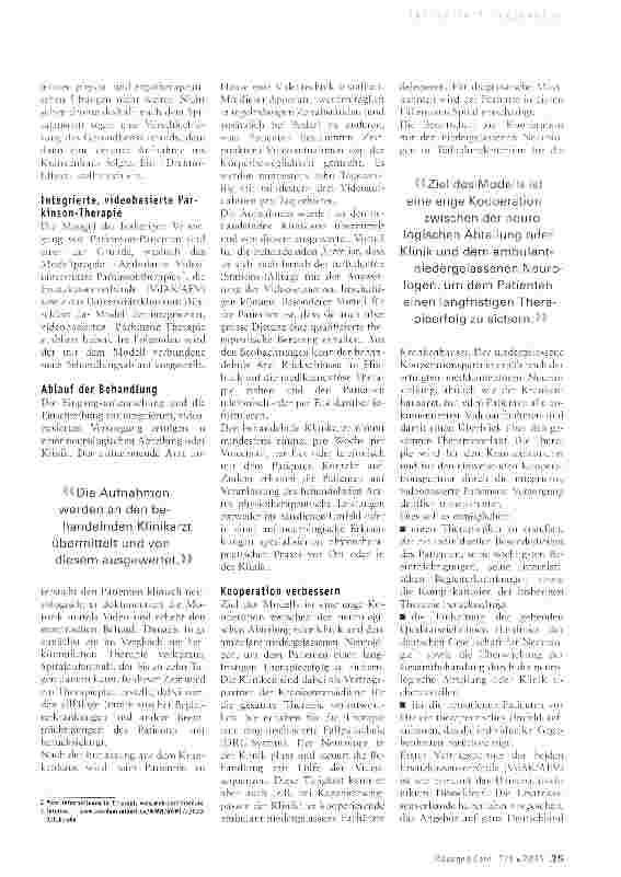 Vorschauseite 2: Integrierte, videobasierte Parkinson-Versorgung