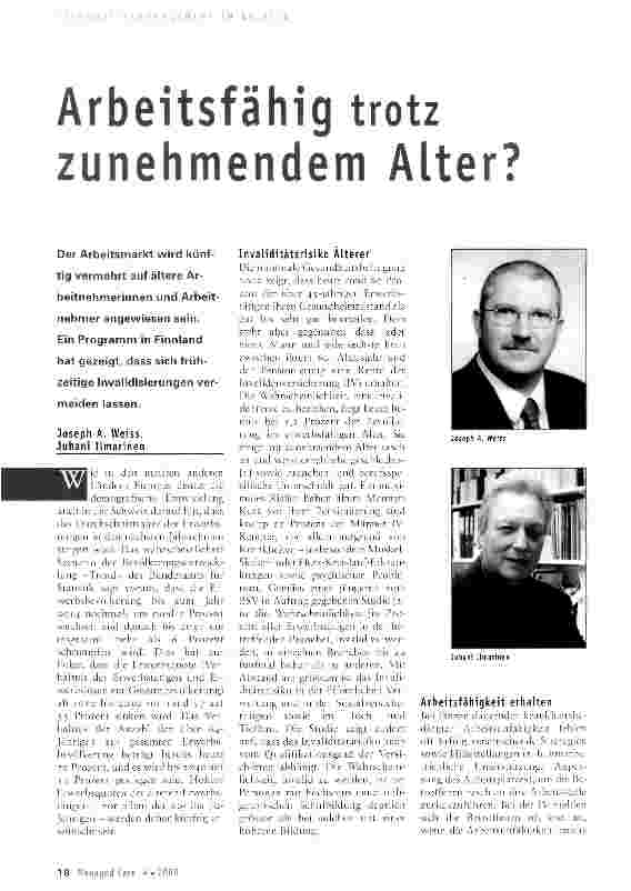 Vorschauseite 1: Arbeitsfähig trotz zunehmendem Alter?