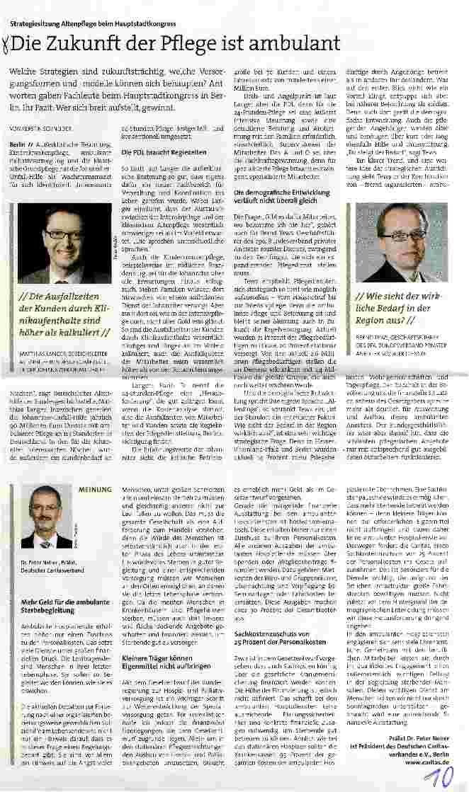 Vorschauseite 1: Die Zukunft der Pflege ist ambulant