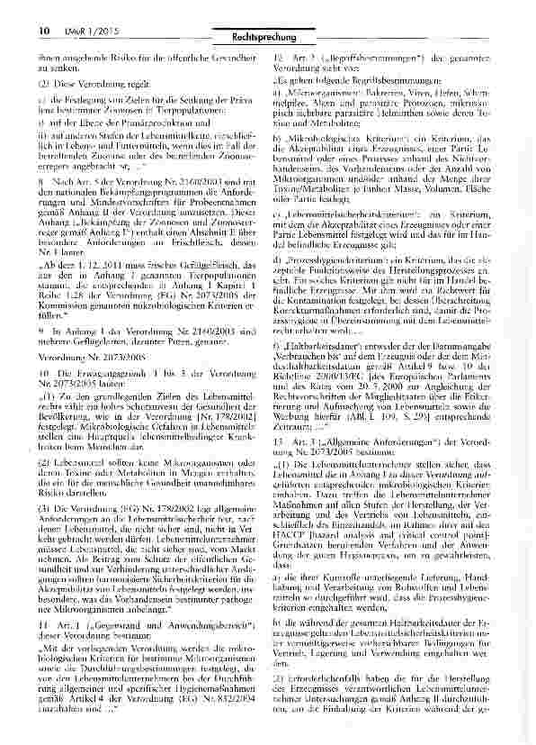 Vorschauseite 3: Angleichung gesundheitspolizeilicher Vorschriften - Mikrobiologische Kriterien für Lebensmittel VO (EG) Nr. 178/2002; VO (EG) Nr. 2073/2005