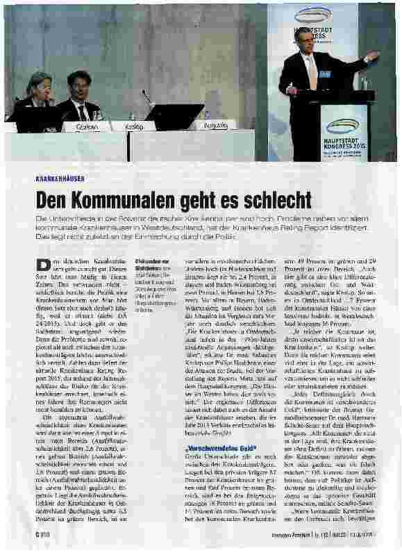 Vorschauseite 1: Den Kommunalen geht es schlecht