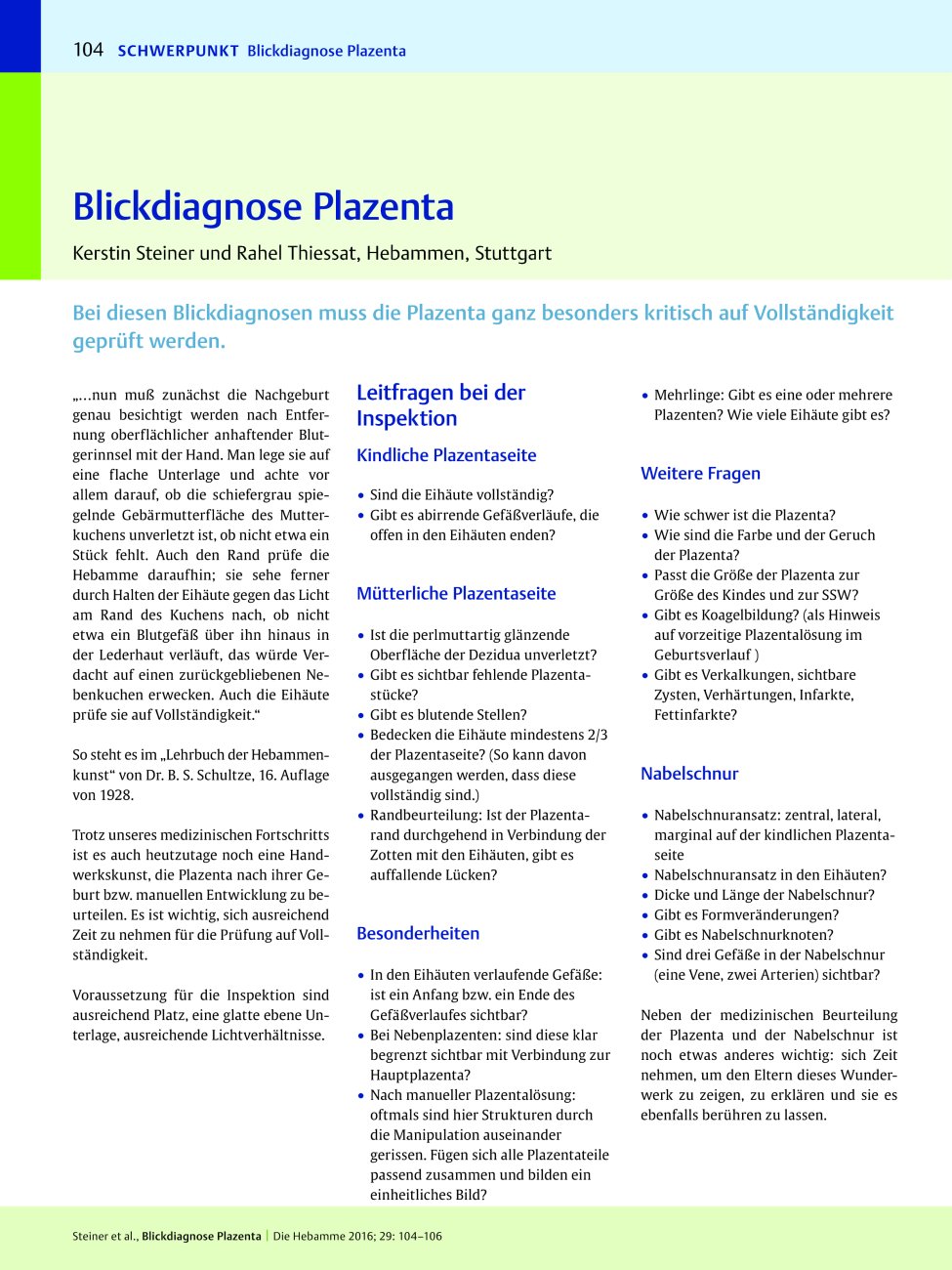 Vorschauseite 1: Blickdiagnose Plazenta