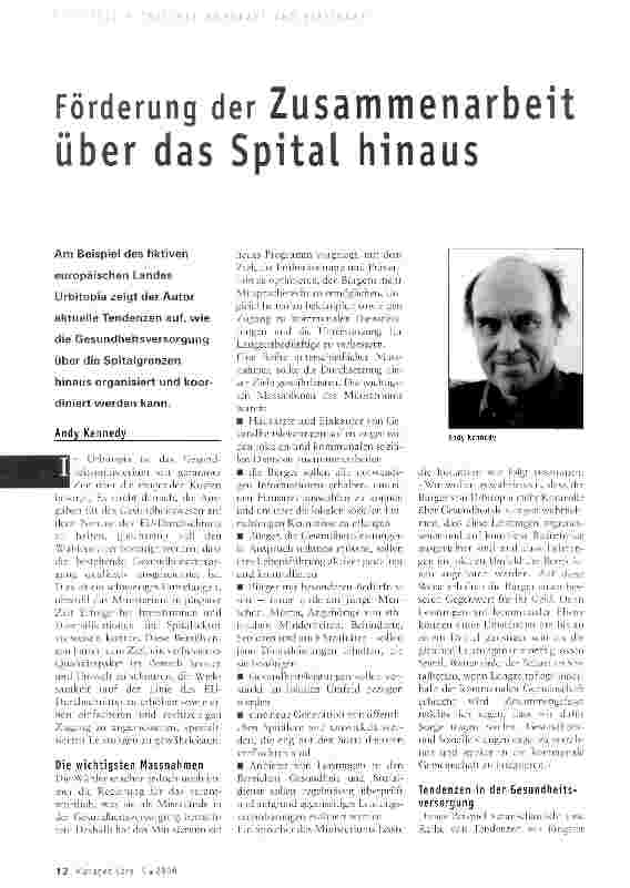 Vorschauseite 1: Förderung der Zusammenarbeit über das Spital hinaus