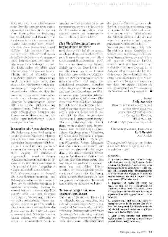 Vorschauseite 2: Förderung der Zusammenarbeit über das Spital hinaus