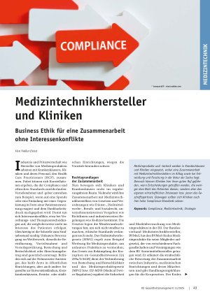 Vorschauseite 1: Medizintechnikhersteller und Kliniken